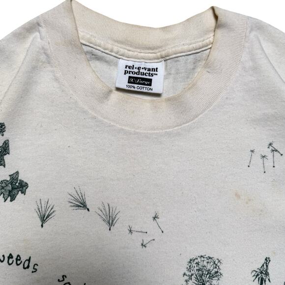 Vintage Botany Weed Plant Shirt Mens XL Distressed Flaws White AOP T Shirt - Picture 4 of 7